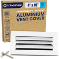 4x10 Inch (Duct Opening) Aluminum 1-Way Air Flow Vent – HVAC Vent Cover for Wall or Ceiling – Quiet HVAC Wall Register with Multi-Shutter Damper – Adjustable Curved Blade - Plastic Seal for Tight Fit