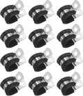 12-Pack Cable Clamps, 15/32 Inch/ 12 mm 304 Stainless Steel Rubber Cushioned Insulated Cable Clamp R Shape Metal Holder for Tube/Wire/Pipe/Loop Installation