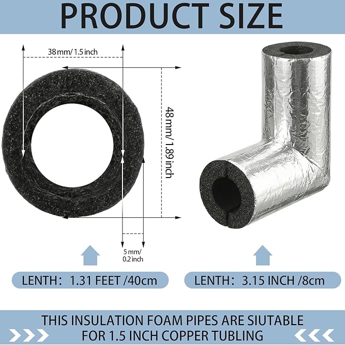 Frienda 4 Pack Pipe Insulation Foam Tube Elbow Insulation Tubing Elbows Water Freeze Protection Heat Preservation Foam Tube for Tubing Outdoor Water Pipe Protection (1 Inch,Foil)