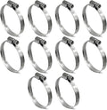 Embossed Worm Gear Hose Clamps Size#28, 1-5/8 T0 2-3/8 inch Adjustable Heavy Duty Stainless Steel Hose Clamp, all 304 for Automotive Hose Clips (40-60 mm, 10 Pack)