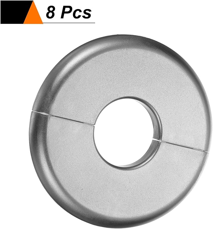 HARFINGTON 8pcs Wall Split Flange 26.5mm/1" Self-Adhesive Plumbing Cover Plates ABS Plastic Round Escutcheon Plate Buckle Design for Water Pipe Bathroom Kitchen Decoration, Gray
