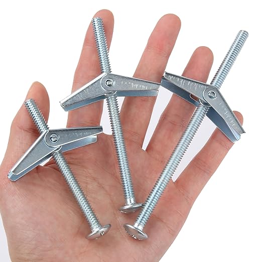 HASWARE Toggle Bolt Zinc Plated Steel and Wing Nut for Hanging Heavy Items on Drywall 1/4 Multi (8 Pack)