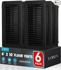 VOISEN Floor Register 4x10, 6 Pack Black Floor Vent Covers, Heavy Duty Steel Walkable Floor Vents,Vent Covers for Home Floor