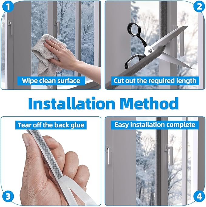 40FT Brush Weather Stripping Door Window Seal - Weather Strip Insulation for Door Frame & Window, Soundproofing Weather Stripping