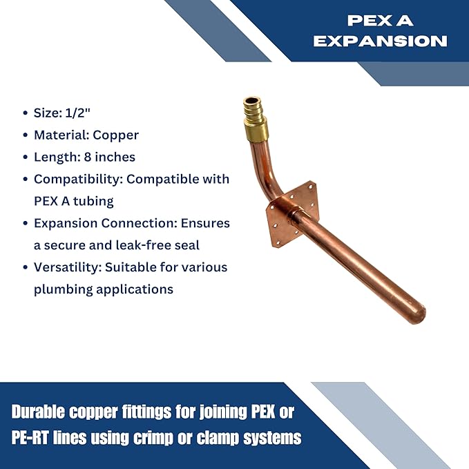 XFITTING 1/2 inch Pex A Expansion Stub Out Elbow with Flange 4 inch x 8 inch, F1960, Copper, 30-3-7=2X, 2 Pieces
