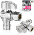 Pro 10-Pack EFIELD Stop Angle Valve Pex-A 1/4 Turn, 3/8" OD Compression X 1/2" Pex-A Expansion, Chrome Plated LF Brass, Heavy Duty,(VALVE378)