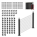 36" Stair Railing Post Kits(Post 35"x2"x2"), Adjustable Top Stair Cable Post System Includes 2Pack Stair Posts, 150FT Wire Rope, Black Swageless Cable Railing System Kit(No Handrail), RG32