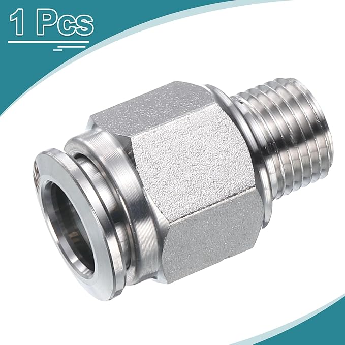 HARFINGTON Push to Connect Fittings 5/16" Tube OD x 1/8" NPT Thread Male Straight Union Fittings 304 Stainless Steel Quick Connect Pneumatic Accessories for Trailers Air Brake System