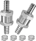 EVIL ENERGY 5/16" (8mm) Check Valve, 2 Pcs Aluminum One Way Fuel Check Valve for Gasoline, Diesel & Coolant with Universal Hose Clamps, Silver