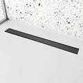 32 inch Linear Shower Drain with Removable Square Hole Panel by Using 304 Stainless Steel Process, Linear Drain Equipped with Adjustable Feet and Hair Strainer（Matte Black Color）