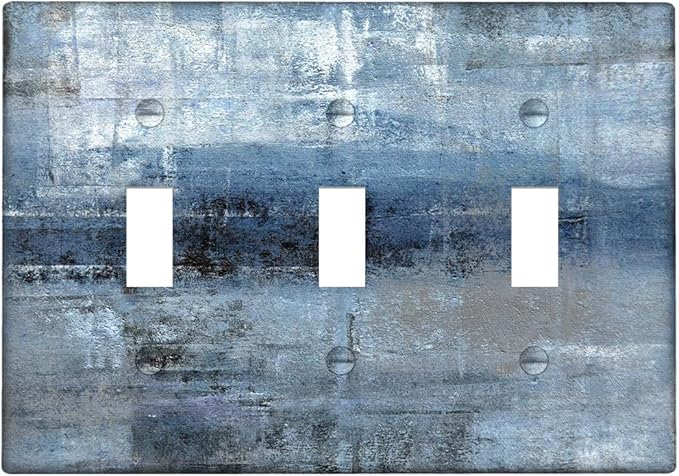 Blue Grey 3 Gang Toggle Switch/Wall Plate Decortive Light Switch Cover Wall Plate Cover for Bedroom Kitchen Home Decor