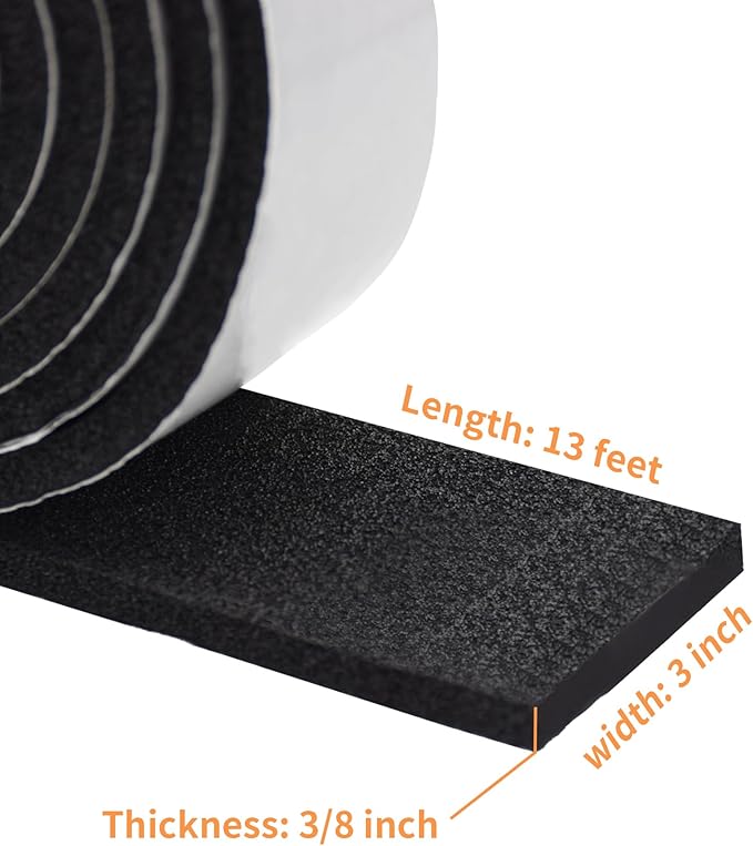 DOBTIM Pipe Insulation Foam Wrap Tape, self Adhesive with high Resilience for Pipe Insulation Wrap 13 Ft Long x 3 Inch Wide x 3/8 Inch Thick