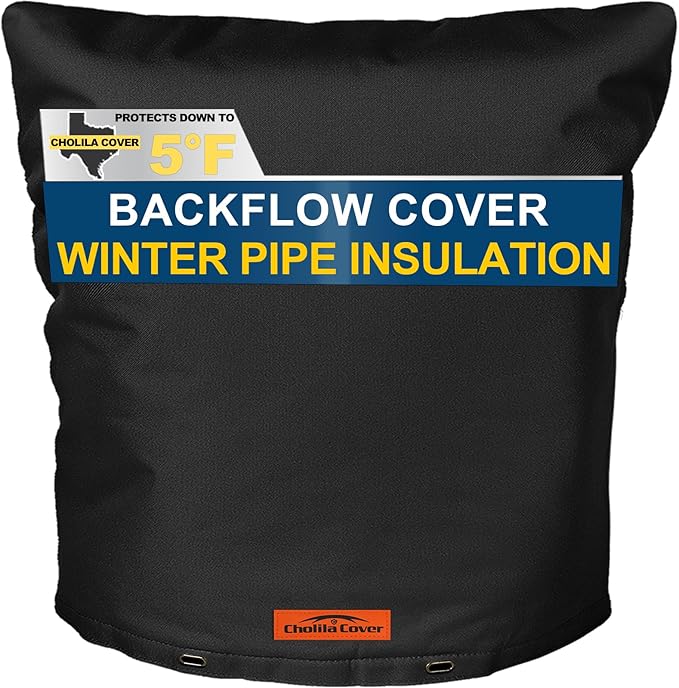 Backflow Preventer Cover Insulated (5°F) - 24" W x 26" H Black, 7-Layer Thick Fabric with Aluminum Foil for Winter Pipe Freeze Protection, Outdoor Sprinkler Valve Cover
