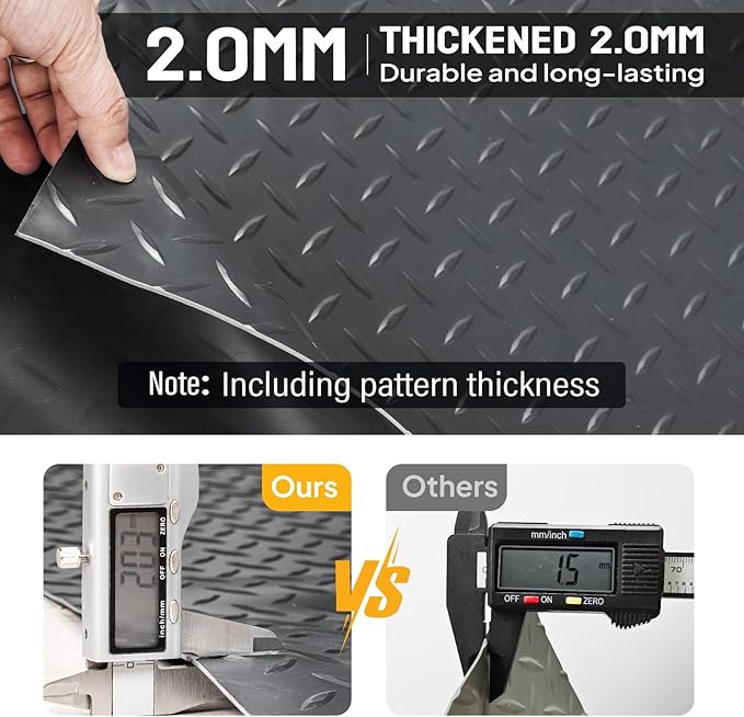 TUFFIOM 7.5 x 20 FT Garage Floor Mat, Thickened Diamond Plate PVC Garage Mats Flooring Roll for Under Car, Garage Parking Mats for Floor Large SUVs, MPV, Pickup Truck