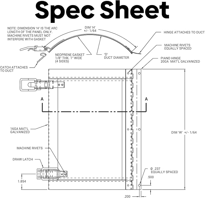 Best 11″ x 9″ Round Duct Access Panel with Neoprene Gasket, 16-Gauge Steel HVAC Duct Access Door, Plated Steel Pull and Catch, Mill/Aluminum Finish, Economical Access to Round Ducts, BA-RD-5090