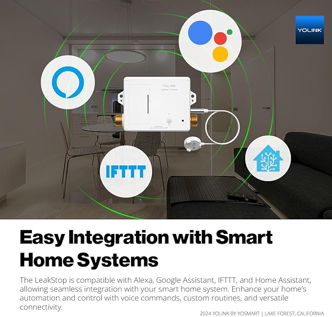 YoLink LeakStop 1-Channel for Toilets/Sinks, Auto Shutoff Valve & Leak Detector, Real-Time Monitoring, LoRa Long-Range, 2 AA Up to 5-Year Battery, App/SMS/Email Alerts – Hub Required