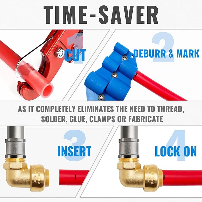 SUNGATOR 1/2 Inch Male Adapter Elbow, 1/2 Inch MNPT, No Lead Brass Push-to-Connect Plumbing Fittings for PEX Pipe, Copper, CPVC, with 1 Disconnect Clip and 1 Sealing Tape, Pack of 3