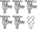 WiseWater Angle Stop Valve 1/2" PEX x 3/8" Compression, 1/4 Turn Shut Off Valve, Chrome Brass Plumbing Fitting for Ice Maker, Sink & Toilet (5-Pack)