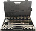 21-Piece 3/4" Drive Socket Wrench Sets, 6-Point,SAE Size(7/8''-2"),CR-V Steel Sockets with Adapters and Ratchet Handle,Flex-head breaker bar