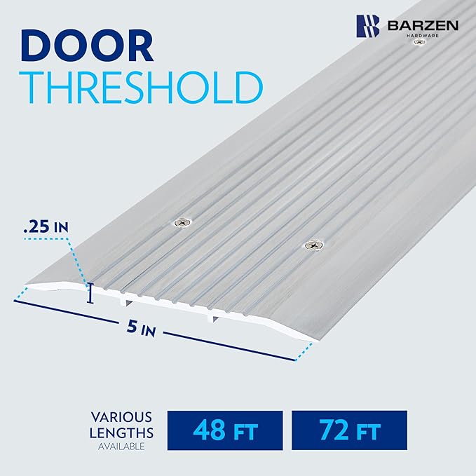Door Threshold - Premium Low-Profile Corrugated Aluminum Door Saddle Flat Transition Door Saddle 5" Wide x 48" Long