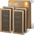6x12 Floor Register, Floor Vent Covers for Home Floor Heavy Duty Steel Walkable Floor Vents Air Vent Covers for Sidewall and Floor, Floor Registers Brown 4 Pack
