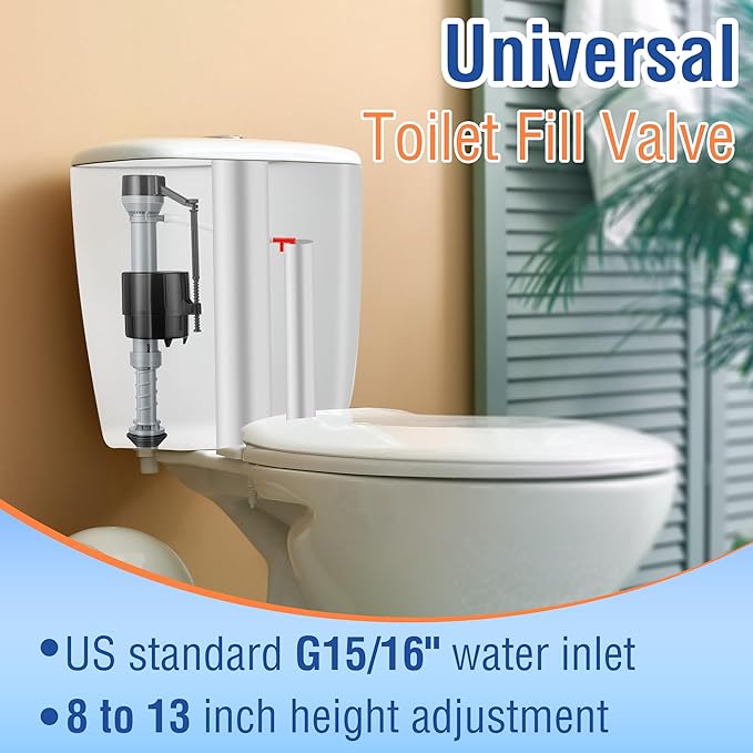 Saillong 12 Pack Toilet Fill Valve Replacement, Height Adjustable Universal Toilet Tank Flusher Replacement Kit, Leak-Proof Easy Install Fill Valve Repair Kit