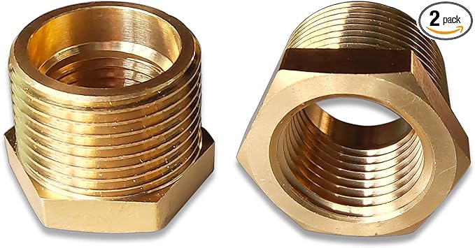 2 Pcs Brass Bushing 3/4" Male to 1/2" Female, 3/4" to 1/2" Reducer NPT Adapter Hex Brass Reducing Pipe Adapter Fitting Pipe Hose Tube Adapter Convert