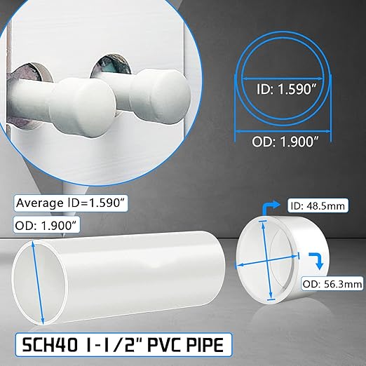 1-1/2inch White PVC Pipe End Cap Plug, 10Pcs PVC Pipe Plug Socket Fitting Adapter Connector for Building PVC Furniture DIY Garden Shelf, Schedule 40