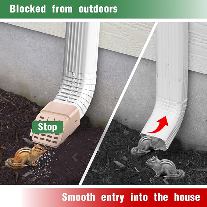 2"x3" 2 Pack Type-A Gutter Downspout Connector, Outlet Filter and Leaf Guard for Bottom of Downspouts Adapter for 2 inch x 3 inch downspout Limestone