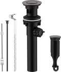 KENES Oil Rubbed Bronze Bathroom Sink Drain Assembly with Lift Rod, Bathroom Sink Drain with Overflow, Lavatory Pop Up Drain Stopper for Bathroom Vanity Sink, LJ-P701-8