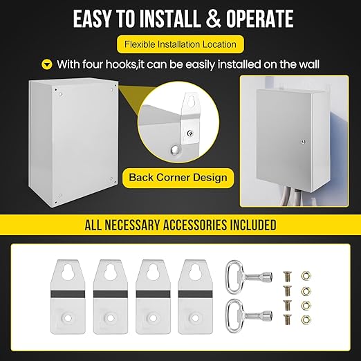 Outdoor Electrical Box, 24x16x10 Steel Junction Box, NEMA 4X Electrical Enclosure Box IP66 Waterproof & Dustproof, Universal Electrical Project Box with Lock & Mounting Plate
