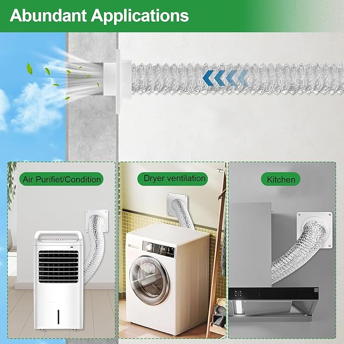 4-Inch Dryer Vent Wall Plate & Elbow Kit,90 Degree Dryer Vent Elbow with 5ft Hose,2 Clamps,All-in-One Dryer Connector and Hose for Tight Space, Secure Seal to Prevent Leaks