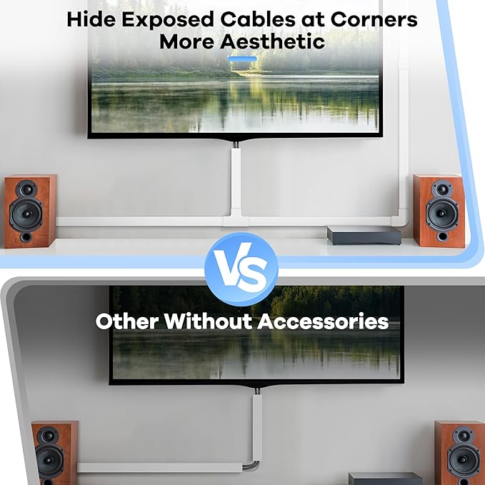 126in Cord Hider Kit, ZhiYo Cord Covers for Wall Mounted TV, Paintable Wire Cover for Cords, TV Cable Hider Wall Kit, Cable Cover Wire Management, White Cord Concealer, 8 x L15.7in W0.95in H0.55in