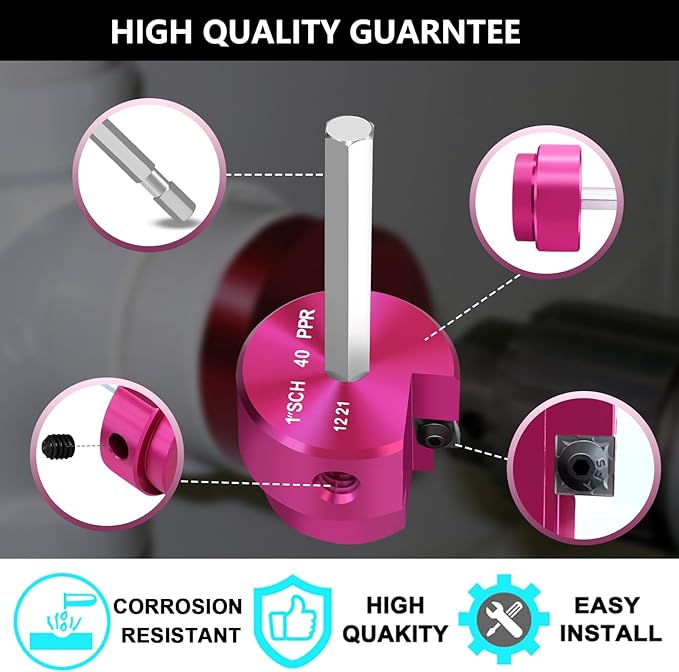 PVC Pipe Reamer Kit,PVC Fitting Saver Hub Socket Saver for Plumbing,Include 3/4", 1.5", 2", 3" Reamers,4-Piece Plastic Pipe Reamer Tool Kit for Sch.40 CPVC ABS Fittings,Fit Standard 1/2" Drills