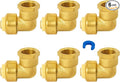 SUNGATOR 1/2 Inch 90 Degree Female Adapter Elbow, 1/2 Inch FNPT, No Lead Brass Push-to-Connect Plumbing Fittings for PEX Pipe, Copper, CPVC, With 1 Disconnect Clip, Pack of 6