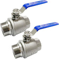 1-1/2" Male to Female Thread Full Port Ball Valves NPT 304 Stainless Steel for Water Oil Gas WOG1000 (Pack of 2)