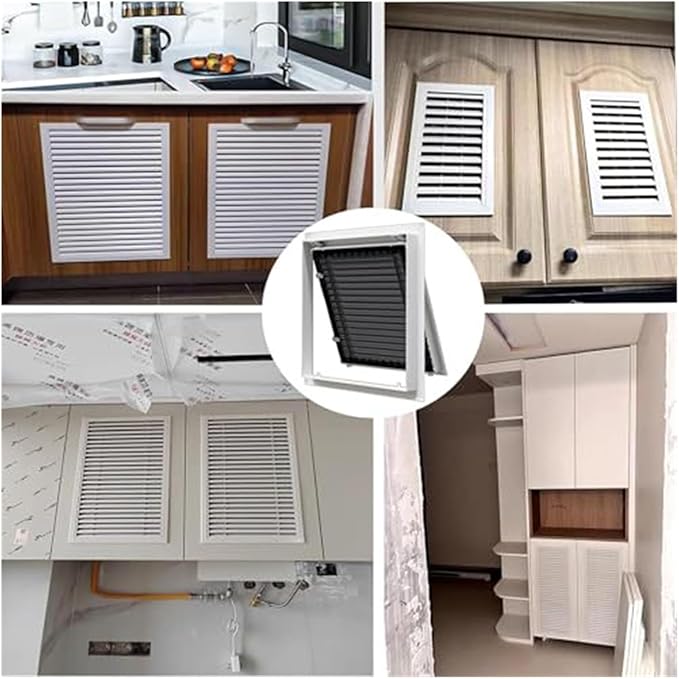 Return Air Filter Grille Duct Opening, Aluminum Air Vent Grille with Filter, Easy Install Removable Hinged Panel for Wiring, Louvered Access Panel for Drywall(8 * 14in/200 * 350mm)