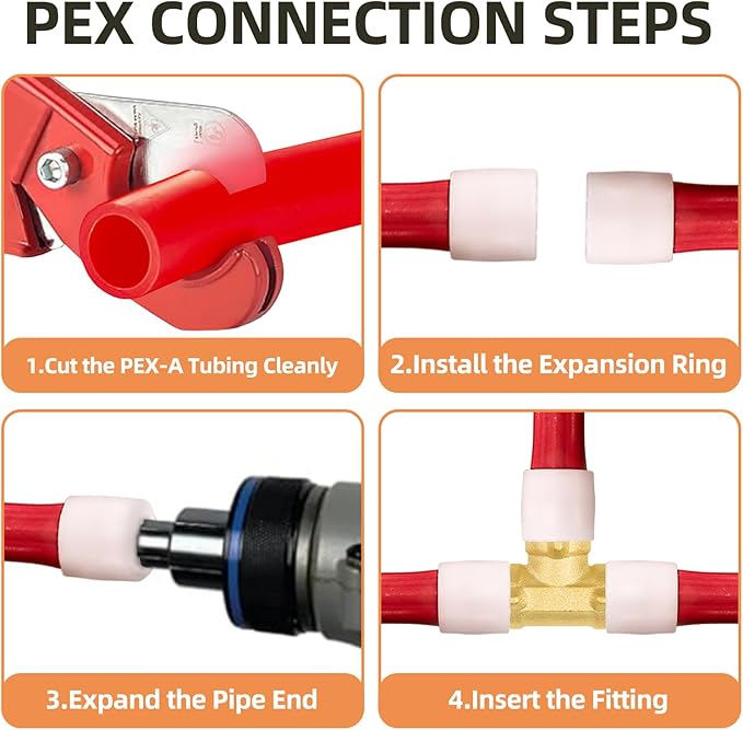 10-Pack YVSKM 1/2" PEX-A Tee Expansion Fitting, Lead-Free Brass Full Flow Connector, ASTM F1960 & cUPC Certified for Residential Hot & Cold Water and Radiant Heating Systems