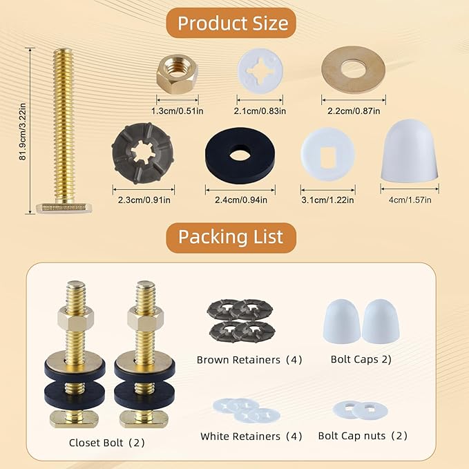 Hibbent Extra Thick Toilet Wax Ring Replacement Kit, Universal Toilet Seal Ring with Brass Bolts and Toilet Bolt Covers, PE Toilet Flange Fits 3 Inch and 4 Inch Drain Pipes