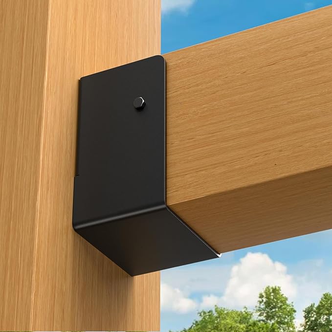 Concealed Joist Hanger (1 Pack),4"x6" Outdoor Concealed-Flange Joist Bracket with Screws, Q235B Steel Powder Coated Concealed Mount Light Joist Hangers for 4"x6" Beam, Swing, Handrail, Fence
