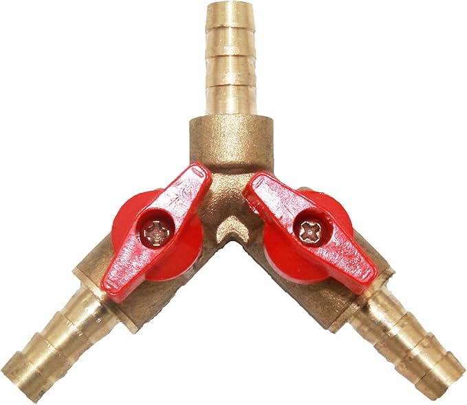 Joywayus 5/16" Hose Barb, Y shaped Type 3 way Union Intersection/Split Brass Shut off Ball Valve Fitting