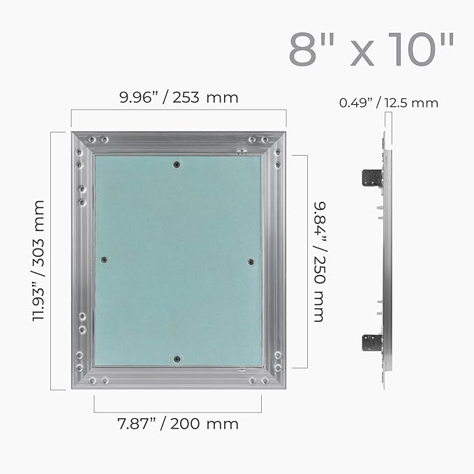 8" x 10" Inch Wall Access Panel - Waterproof Drywall Panel & Aluminum Frame Crawl Space Hatch Door - Plumbing Access Panel for Wall & Ceiling, HVAC - Drywall Access, Cover