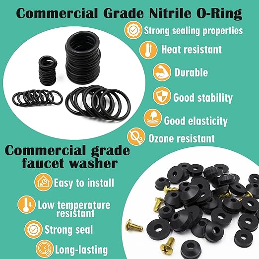 28 Size 650 Pcs Faucet Rubber Washers Kit and SAE O Ring Assortment Set for Assorted Plumbing Faucet Sealing Repair