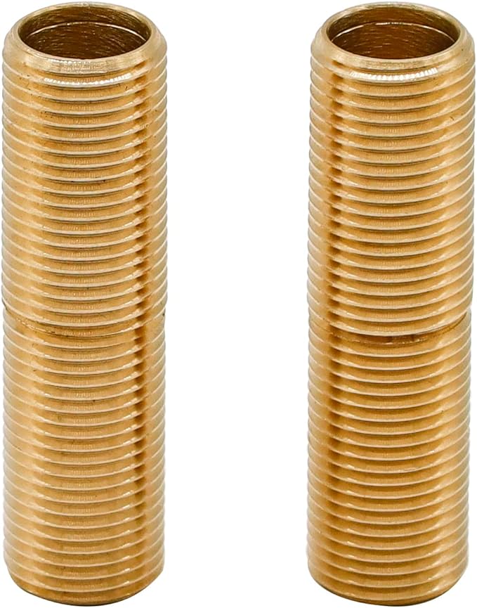 (2 pcs) Brass Pipe Adapter Plumbing, G Thread 1/2" Male to NPT Thread 1/2" Male Pipe Fitting Adapter, 3 inch Length, Seamless and Leakproof (3" Length)