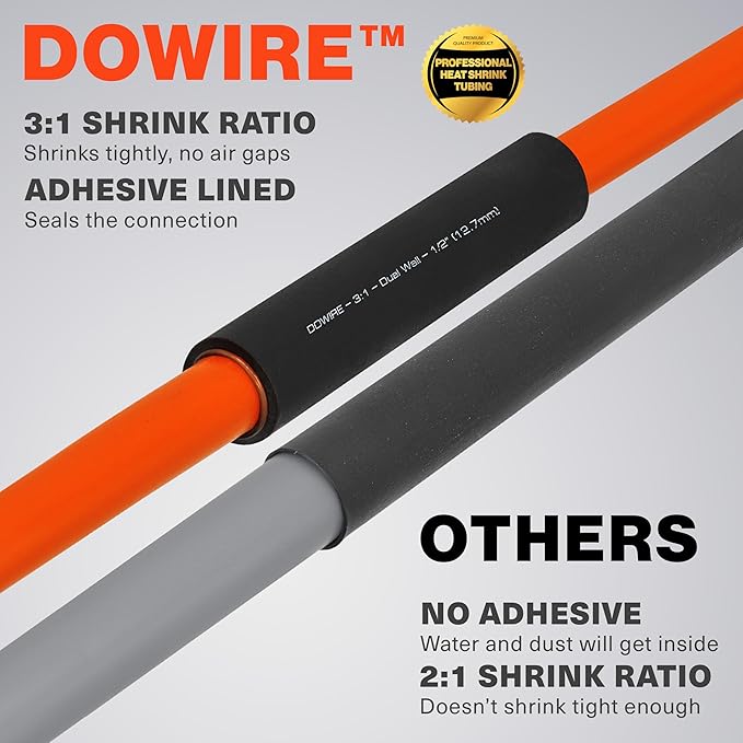 Heat Shrink Tubing 3/8" - Adhesive Lined - 3:1 Ratio - Waterproof Marine Grade Shrink Tube - Wire Shrink Wrap Tubing - Black - 13 Feet