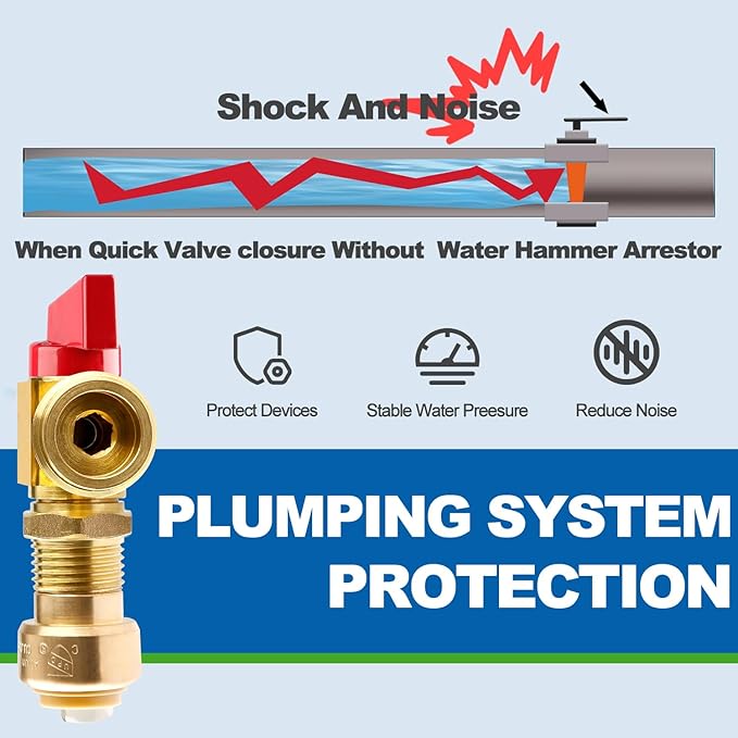 Washing Machine OutLet Box With Brass Valve, 1/2 Inch Push-Fit Inlet x 3/4 Inch MHT Outlet, Push-to-Connect Center Drain Laudry Box