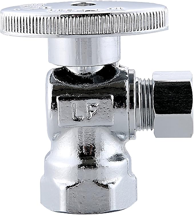 (10-Pack) Cyrret Angle Stop Shut off Valve 1/4 Quarter Turn 1/2-Inch FIP Inlet X 3/8-Inch OD Outlet, No Lead Brass Chromed, CUPC NSF AB1953 Approved