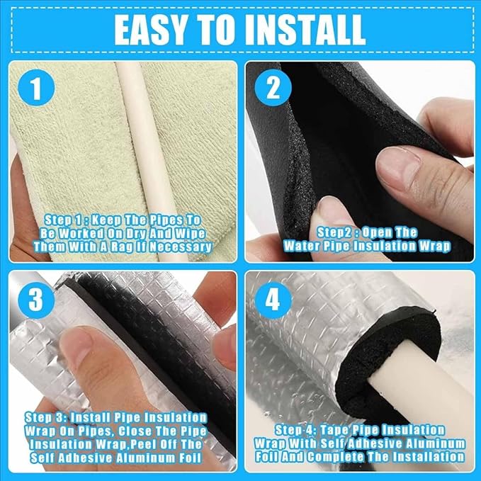 Pipe Insulation Foam Tube, Pipe Cover Wrap Roll Bar Padding Black Pool Noodles Rubber Plastic Insulation Lagging Wrap for Fitness, Tools Handle Support 1.8/2m Length(ID9mmxT15mmx2m)