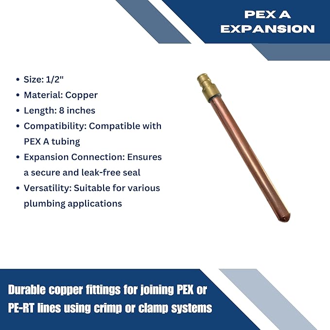 XFITTING 1/2 inch Pex A Expansion Stub Out, F1960, Brass, 30-3 (8 inch Stub Out), 2 Pieces