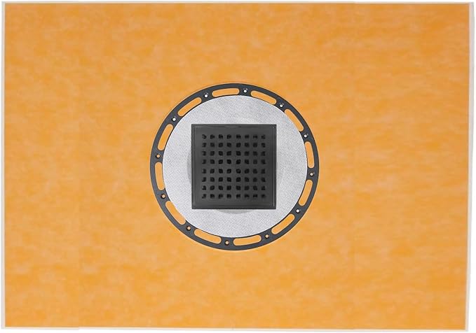 Square Shower Drain, 6-Inch Matte Black Kit with Bonding Flange, Removable Stainless Steel Grate & Hair Strainer, Fits 2" & 3" Pipes for Tiled Floors